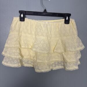 Cotton Candy LA Womens Floral Tiered Mini Skort Yellow Small Short Medium Easter